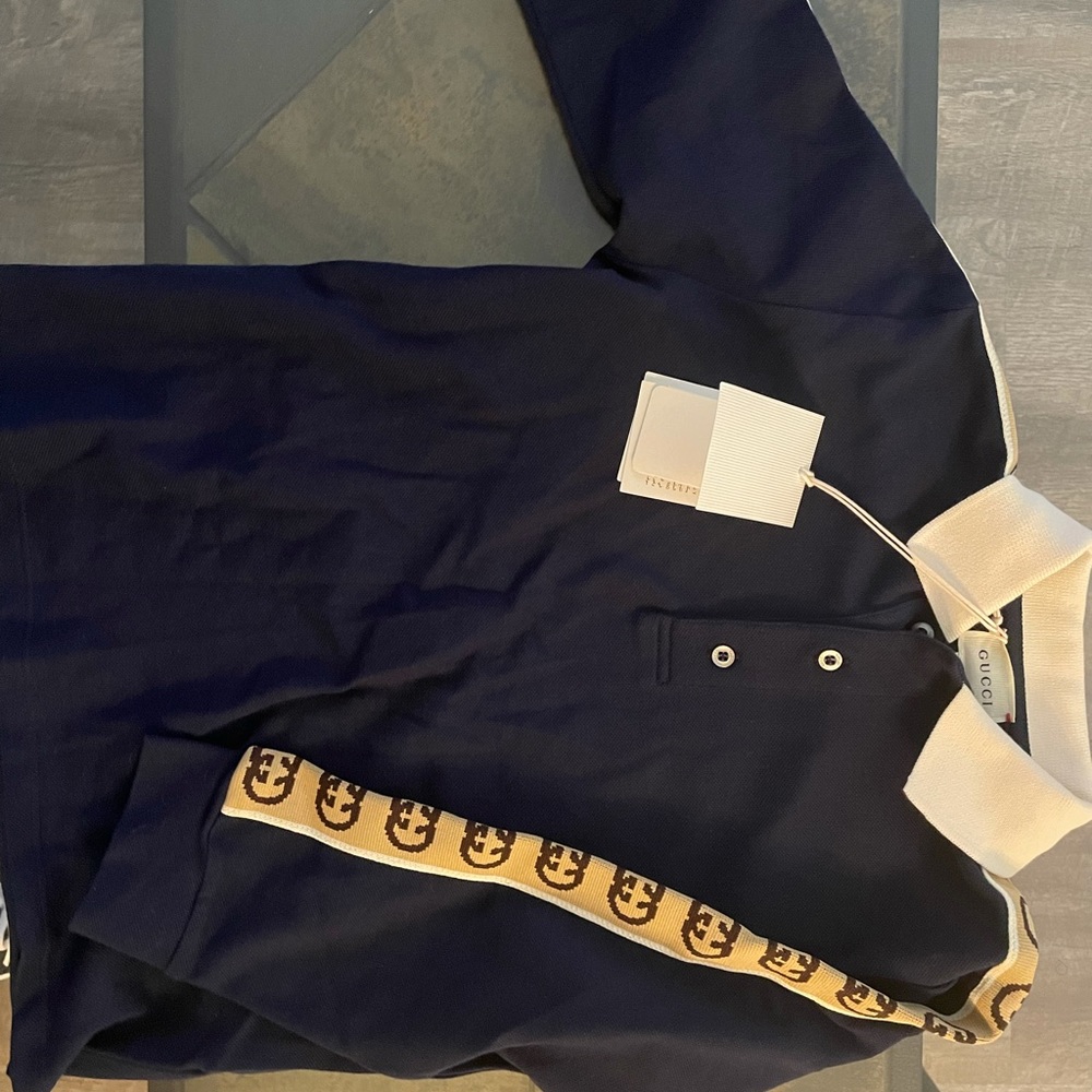 Navy long sleeve Gucci shirt Boys size 6